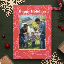 鮮やかな赤とピンクのリボン柄の写真 シーズンカード