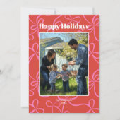 鮮やかな赤とピンクのリボン柄の写真 シーズンカード (正面)