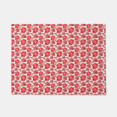 鮮やかな赤とピンクの花柄シームレスパターン ダークな美観 ドアマット (正面)
