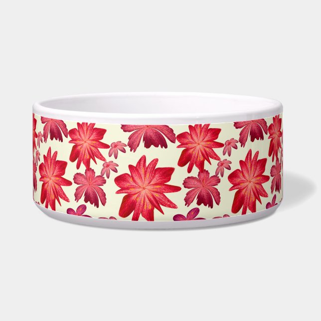 鮮やかな赤とピンクの花柄シームレスパターン ダークな美観 ボウル (右)