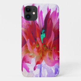 鮮やかな赤とホットピンクのカクタスダリア iPhone 11 ケース