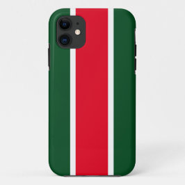 鮮やかな赤と白とフォレストグリーンのレーシングストライプ iPhone 11 ケース