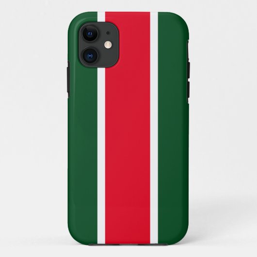 鮮やかな赤と白とフォレストグリーンのレーシングストライプ Case-Mate iPhoneケース (裏面)