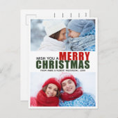 鮮やかな赤と緑のメリクリ2枚写真ポストカード シーズンポストカード (正面/裏面)