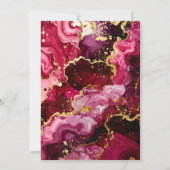 鮮やかな赤と金のマーブルアゲート誕生日パーティー 招待状 (裏面)