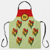 鮮やかな赤と金ゴールドのライリーとミント、レッド、金ゴールド エプロン (正面)