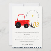 鮮やかな赤と黄色のショベル 子供向け 誕生日どんな年齢にも サンキューカード (正面)