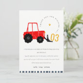 鮮やかな赤と黄色のショベル 子供向け 誕生日 サンキューカード (スタンド正面)