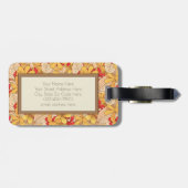 鮮やかな赤と黄色のトロピカルな花柄のモダンなイニシャルマーク ラゲッジタグ (裏面横)