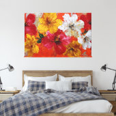 鮮やかな赤と黄色の花の抽象的な壁のアート キャンバスプリント (インサイチュ (寝室))