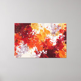 鮮やかな赤と黄色の飛沫抽象壁アート キャンバスプリント
