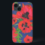 鮮やかな赤と黒のオリエンタルポピーのパターン iPhone 13ケース<br><div class="desc">深いスタイリッシュの青い背景の上に保護は、美しい赤と黒のオリエンタルポピーのパタはっきりしたーンとiPadの空気にケースメイトのケース。ポーシュ&パインタリー「オリエンタルポピー」コレクションの一部は、このパターンは非常に見たカスタマイズためにパタンタイルのサイズを変更することによって容易に違うできる。Case-Mateケースにも適合。</div>
