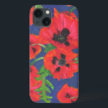 鮮やかな赤と黒のオリエンタルポピーのパターン iPhone 13ケース<br><div class="desc">深いスタイリッシュの青い背景の上に保護は、美しい赤と黒のオリエンタルポピーのパタはっきりしたーンとiPadの空気にケースメイトのケース。ポーシュ&パインタリー「オリエンタルポピー」コレクションの一部は、このパターンは非常に見たカスタマイズためにパタンタイルのサイズを変更することによって容易に違うできる。Case-Mateケースにも適合。</div>