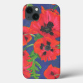 鮮やかな赤と黒のオリエンタルポピーのパターン Case-Mate iPhoneケース (裏面)