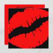 鮮やかな赤と黒のキスプリントが素敵なFabulous & Fifty 招待状 (正面/裏面)