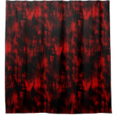 鮮やかな赤と黒のスクラッチスポット シャワーカーテン (正面)