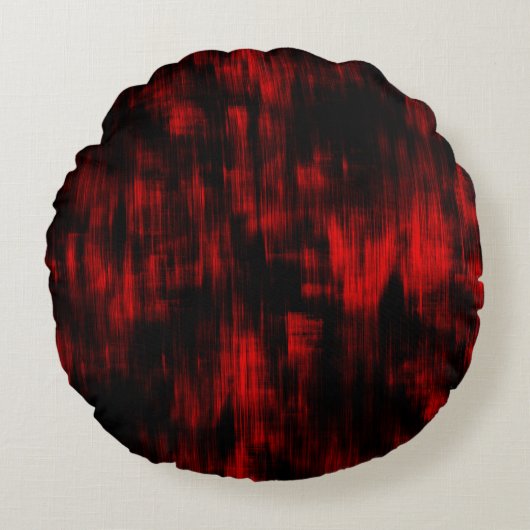 鮮やかな赤と黒のスクラッチスポット ラウンドクッション (正面)