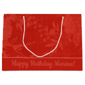 鮮やかな赤に赤の花柄 ラージペーパーバッグ (正面)