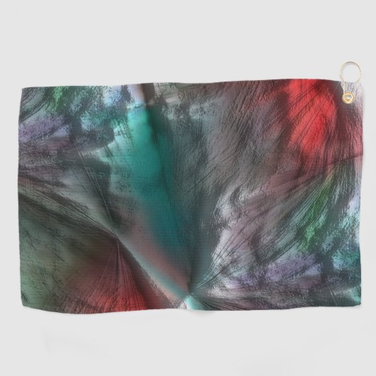 鮮やかな赤に銀色の緑のミントのデジタルスケリー ゴルフタオル (横)