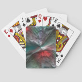 鮮やかな赤に銀色の緑のミントのデジタルスケリー トランプ (裏面)