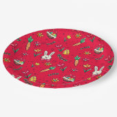 鮮やかな赤のイースターパターン紙プレート ペーパープレート (アングル)