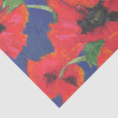 鮮やかな赤のオリエンタルポピーの模様(青) 薄葉紙 (詳細)