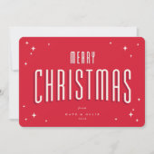 鮮やかな赤のクリスマス レトロスター フラット シーズンカード (正面)