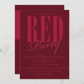 鮮やかな赤のパーティー招待状 招待状 (正面/裏面)