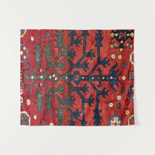 鮮やかな赤のペルシャIII幾何学的形状  タペストリー (正面(横))