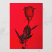 鮮やかな赤のモノクローム シングル ローズ 大胆なウェディング 招待状 (裏面)