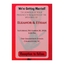 鮮やかな赤のモノクローム シングル ローズ 大胆なウェディング