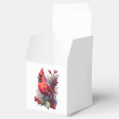 鮮やかな赤の水彩画の冬のカーディナル フェイバーボックス (オープン)