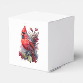 鮮やかな赤の水彩画の冬のカーディナル フェイバーボックス (裏面サイド)
