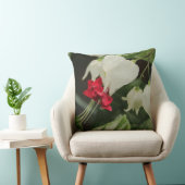 鮮やかな赤の白い熱帯フローラ装飾用クッション クッション (椅子)