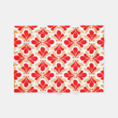 鮮やかな赤の継ぎ目のない花 フリースブランケット (正面(横))