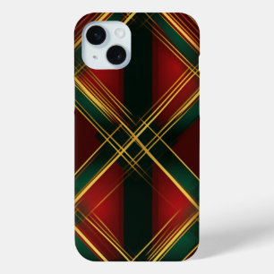 鮮やかな赤の緑の金ゴールドクリスマスプレッドパターン iPhone 15 MINIケース