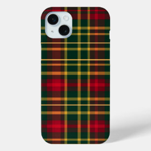 鮮やかな赤の緑の金ゴールドクリスマスプレッドパターン iPhone 15 MINIケース