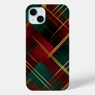 鮮やかな赤の緑の金ゴールドクリスマスプレッドパターン iPhone 15 MINIケース