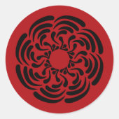 鮮やかな赤の花柄 ラウンドシール (正面)
