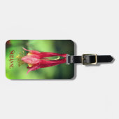 鮮やかな赤の野生オダマキ（植物）のパーソナライズされた花 ラゲッジタグ (正面横)
