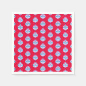 鮮やかな赤の青い手書きクリスマスオーナメント スタンダードカクテルナプキン (正面)