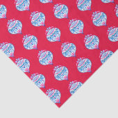 鮮やかな赤の青い手書きクリスマスオーナメント 薄葉紙 (詳細)