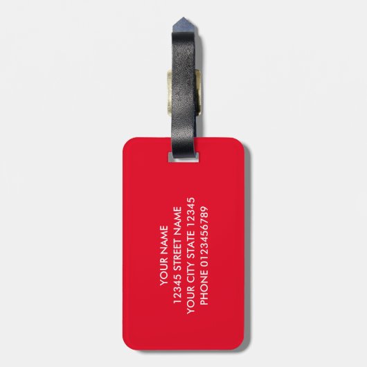 鮮やかな赤カスタムいモノグラム旅行荷物タグ ラゲッジタグ (裏面縦)
