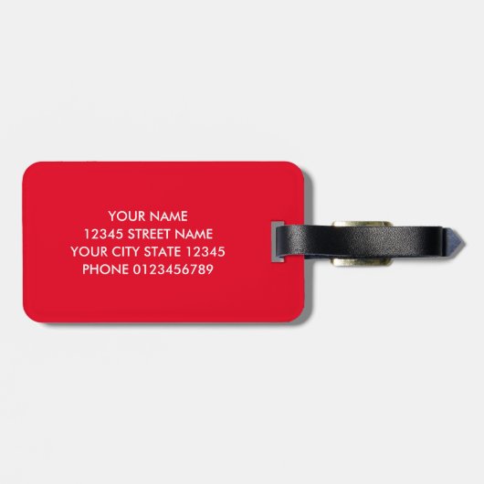 鮮やかな赤カスタムいモノグラム旅行荷物タグ ラゲッジタグ (裏面横)