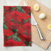 鮮やかな赤ゲラニウム キッチンタオル (四つ折り)