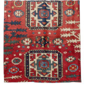 鮮やかな赤ペルシャの幾何学的な形状 シャワーカーテン (正面)