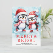 鮮やかな赤メリーと青のクリスマス シーズンカード (スタンド正面)