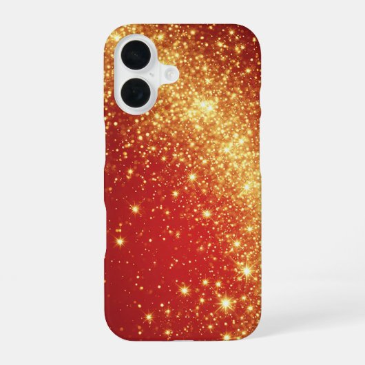 鮮やかな赤地に輝く金のトレイル iPhone 16ケース (裏面)