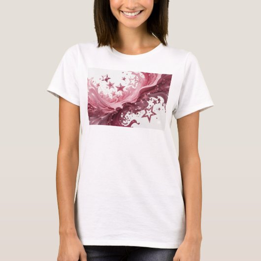 鮮やかな赤色の空の星 カスタムTシャツ Tシャツ (正面)