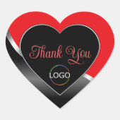 鮮やかな赤黒の波打つ銀のロゴがキュートなありがとう ハートシール (正面)